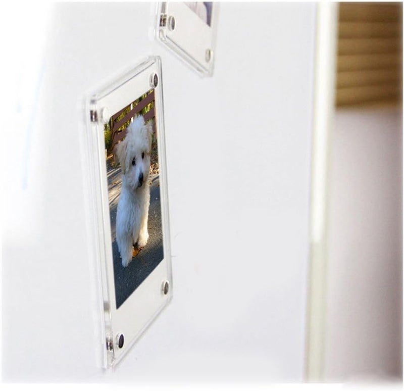 FoRapid 3" Dual Sided Clear Acrylic Refrigerator Magnetic Photo Frame, Frameless Display Compatible with Fujifilm Mini 9 8 8+ 2x3 Photo (x5) - Image 5